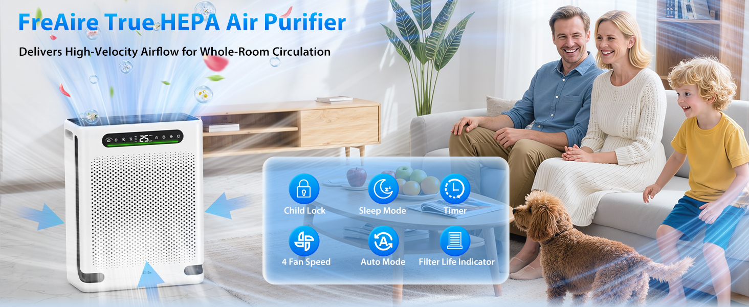White HEPA air purifier, full product overview