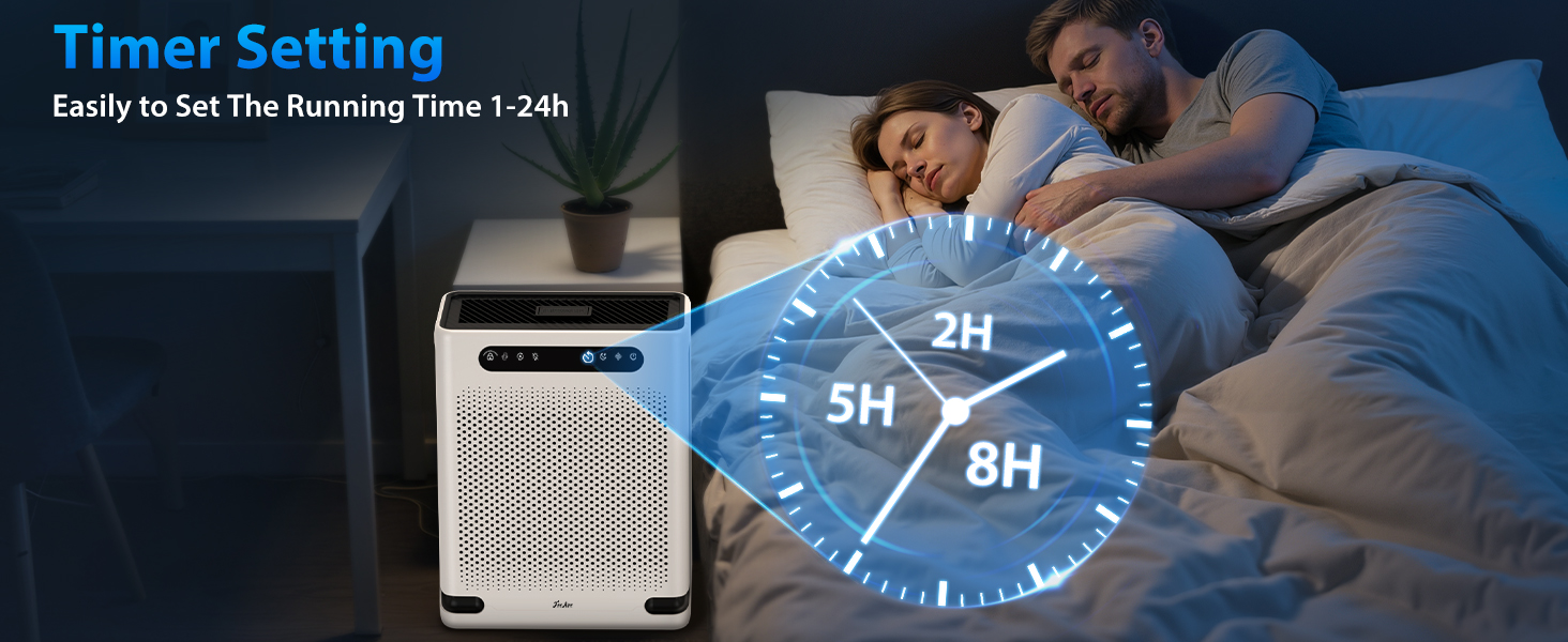 Timer settings of 2H, 5H and 8H