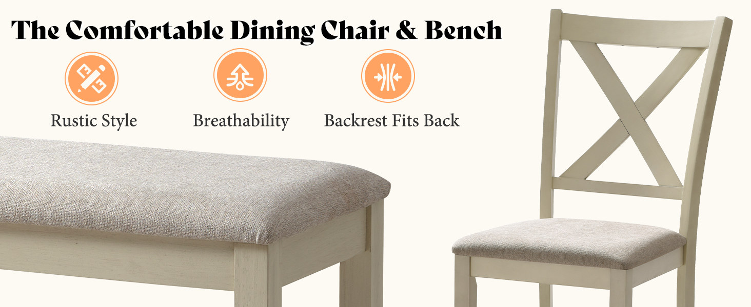 comfortable dining chair and bench: rustic style, breathability and a backrest that fits the back