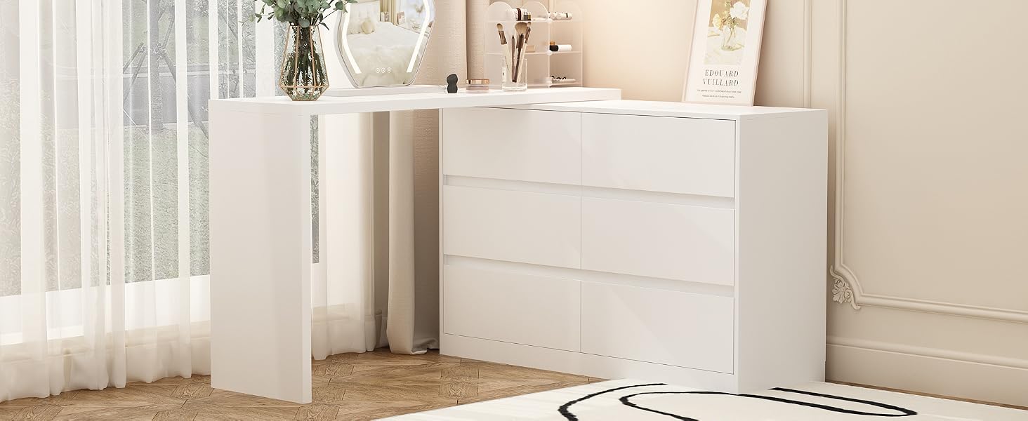 white double dresser with matching vanity table