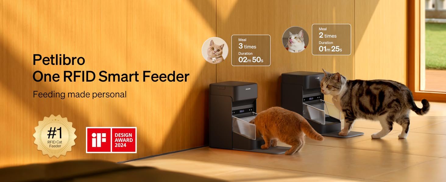 RFID automatic cat feeder with collar tag recognition