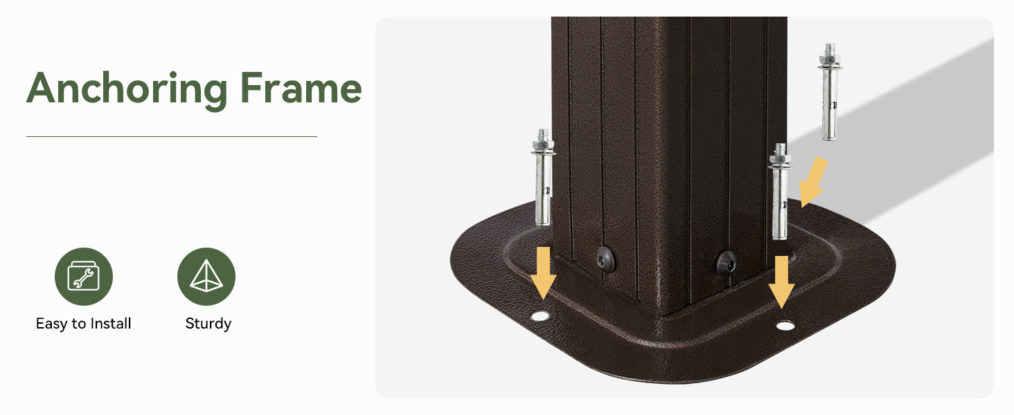Anchoring the frame with expansion bolts or ground stakes