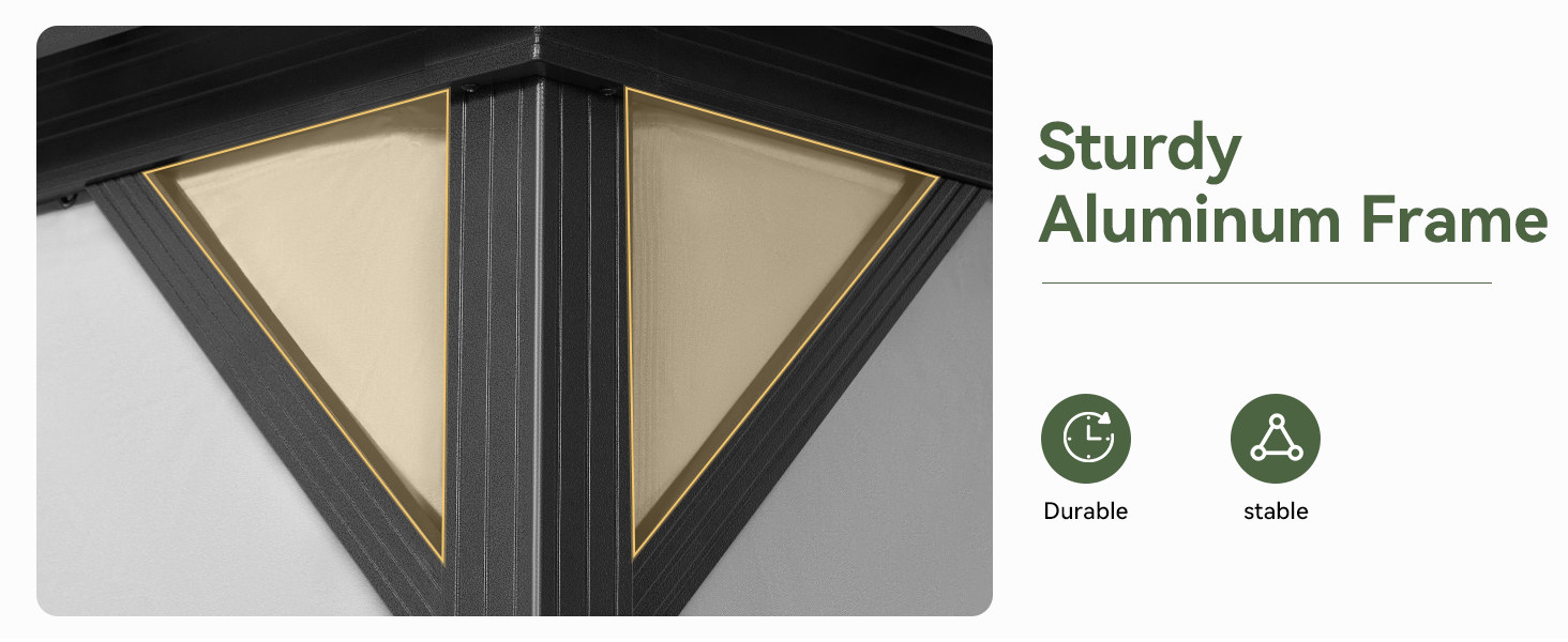 Sturdy powder-coated aluminum frame