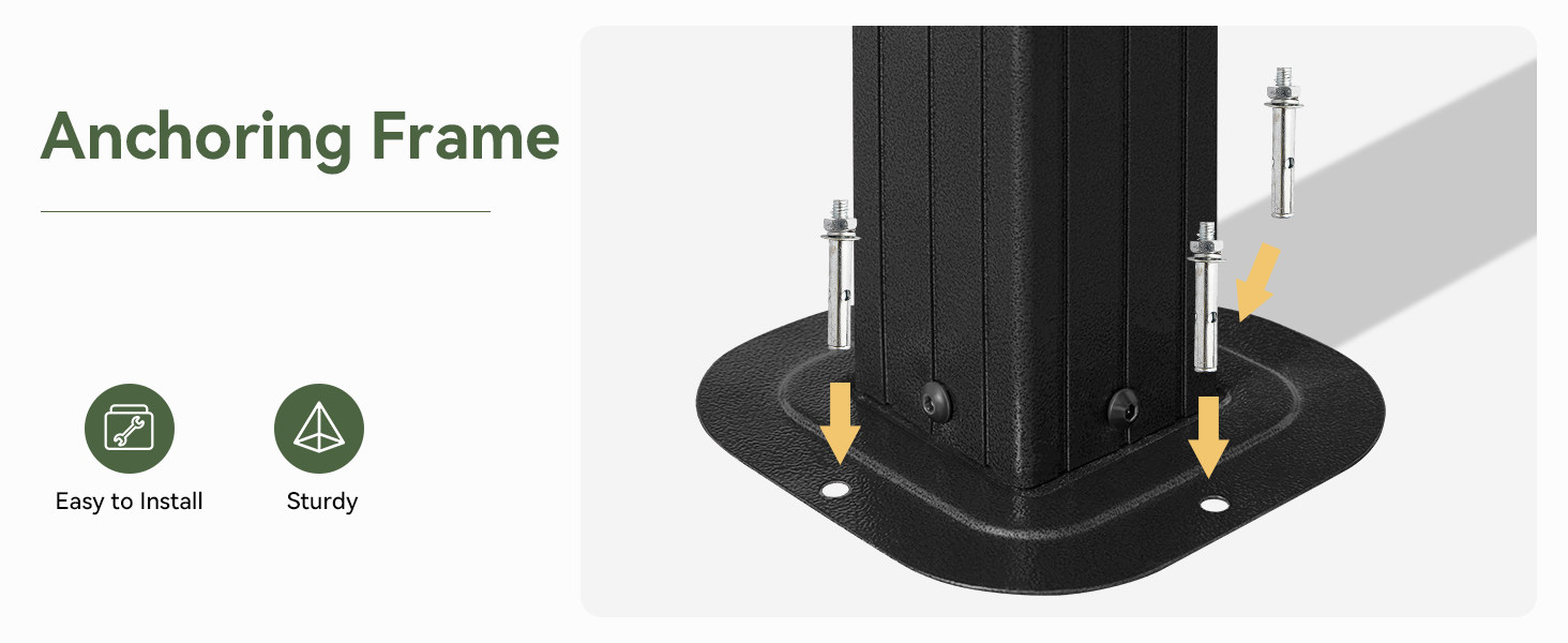 Anchoring the frame with expansion bolts or ground stakes