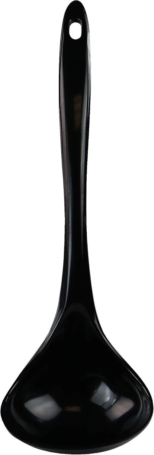 black melamine soup ladle, 10.5 inch long