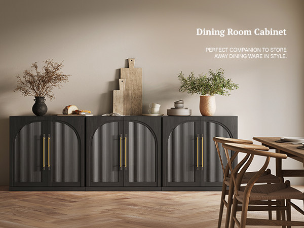 set of three ebony sideboard cabinets as a dining room cabinet for storing dining ware in style